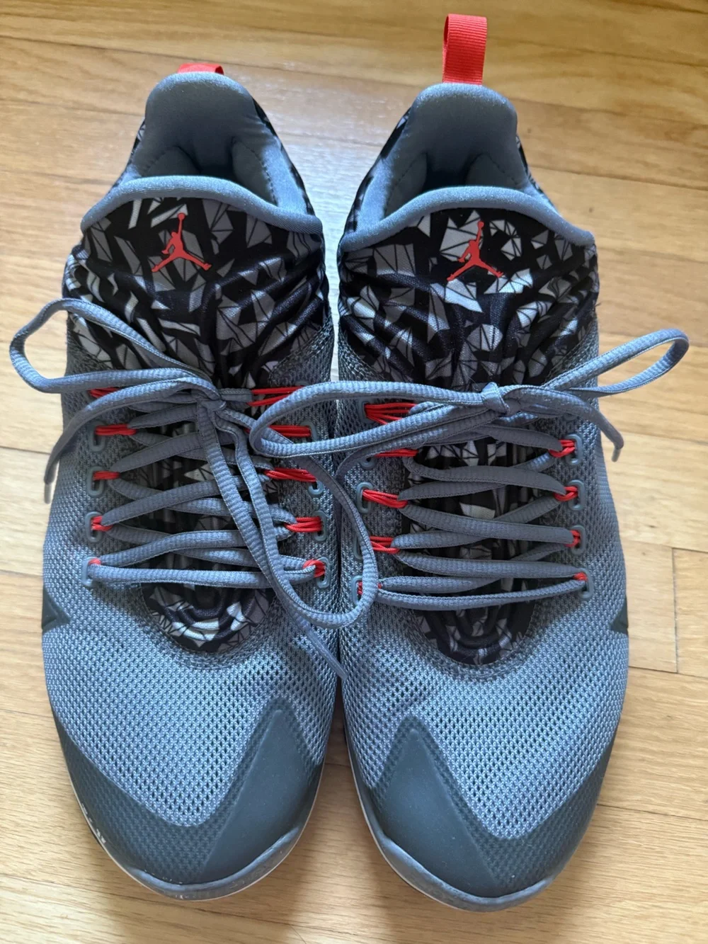 Jordan Gray and Orange Men's Low-Top Sneakers